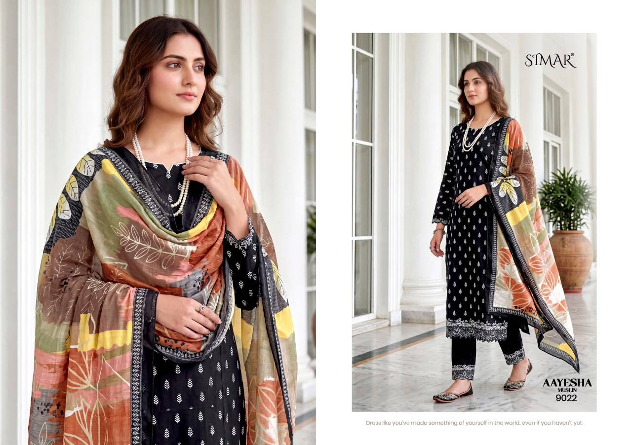 Aayesha By Glossy 9018 To 9023 Series Stylish Beautiful Colourful Muslin Dresses At Wholesale Price